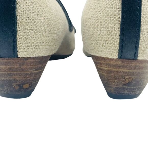 Tory Burch Amanda Open Toe Wedge In Natural/Black 8M - Picture 7 of 11